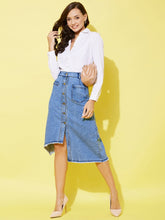 Women's Denim Hi Lo Skirt